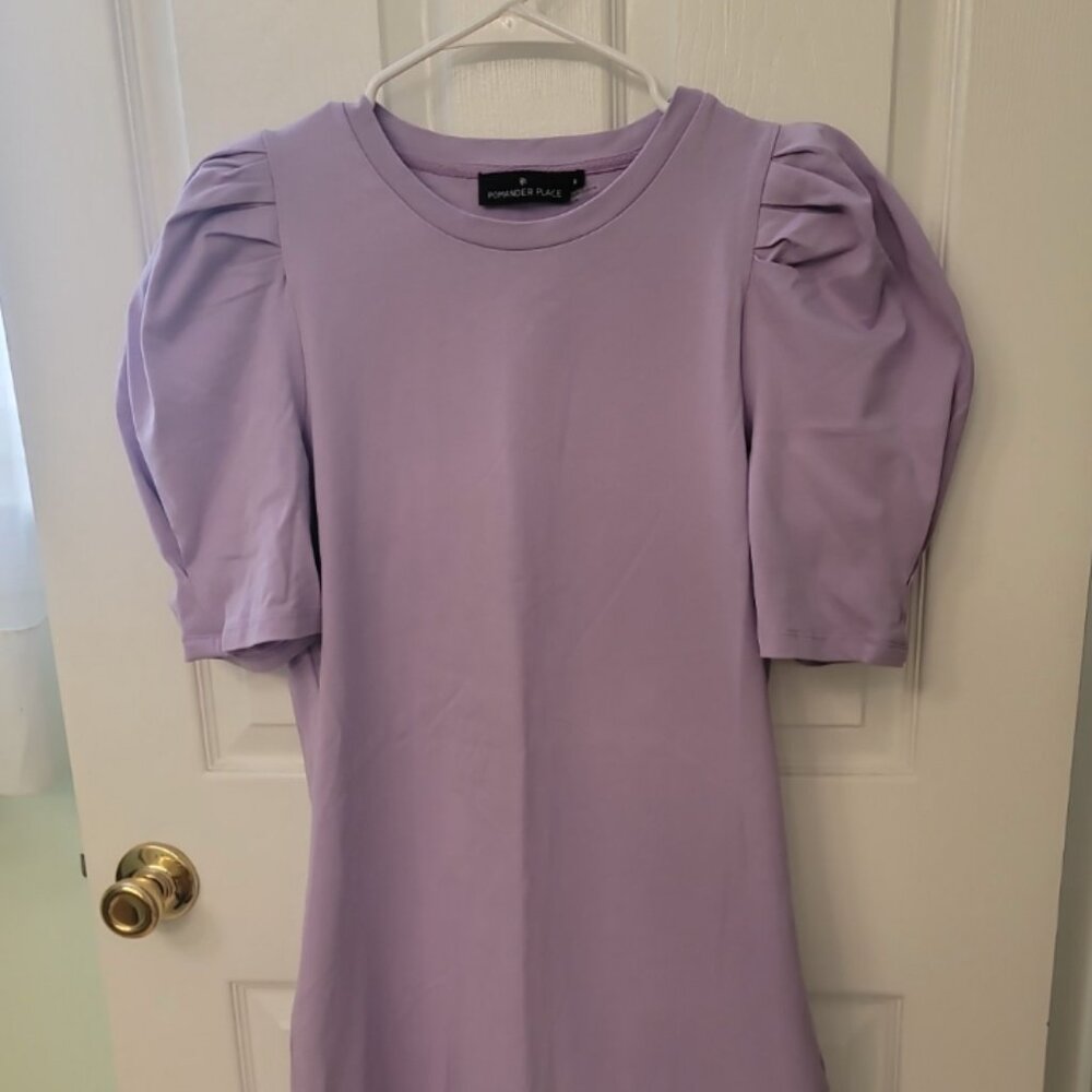 Pomander Place Lavender Puff Sleeve T-Shirt Dress | Tuckernuck